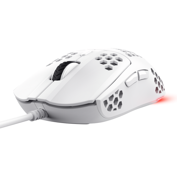Mouse cu fir trust gxt 928w helox, rezolutie maxima 6400 dpi, 6 butoane, interfata usb-a, alb