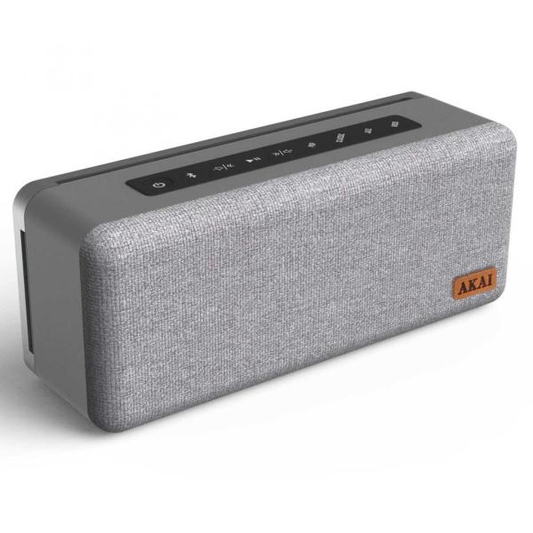 Boxa activa akai retro, bluetooth, putere totala 10 w, frecventa 15hz~ 15kh , acumulator 2000 mah, autonomie 10 ore, ipx4 rezistent la apa, reflector mare din abs cu bas la 360 de grade în toate direcțiile, gri