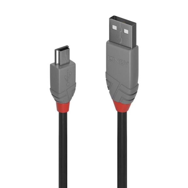 Cablu transfer date lindy ly-36722, usb 2.0 type a to mini-b, 1 m, anthra line
