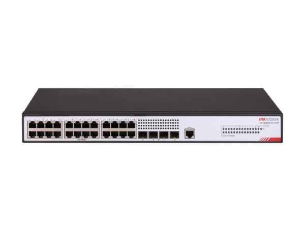 Switch hikvision ds-3e2528-hi-24t4f: 24 × gigabit rj45 port,4 × gigabit fiber optical port, capacitate: 56 gbps, alimentare: ac：100 v～240 v ac，50/60 hz, dimensiuni: 440.00 mm × 160.00 mm × 43.60 m, greutate: 2.1kg, instalare: rack.