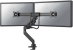 Brat dublu pentru monitor neomounts, tip full motion, pentru display-uri cu diagonale 17"-32", sistem de prindere vesa 75x75~100x100mm, greutate maxima suportata 8kg per ecran, tilt  +10°, -10°, swivel +90°, -90°, rotate +180°, -180°, reglabil pe inaltime