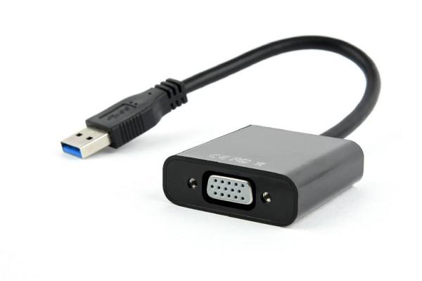 Cablu video gembird, adaptor usb 3.0 (t) la vga (m), 15cm, rezolutie maxima full hd 1920 x 1080 la 60hz, negru,