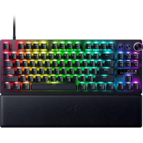 Tastatura razer blackwidow v4 pro 75% iso, wireless, bluetooth, cu fir, layout us, tip switch razer™ mechanical switches gen-3 (tactile), iluminare razer chroma™ rgb, conectivitate wireless (2.4 ghz), bluetooth 5.1, sau type-c, include wrist-rest magnetic