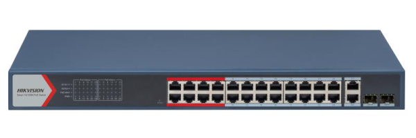 Switch 24 porturi hikvision ds-3e1326p-ei(b), l2, smart managed, 24 × 10/100 mbps poe rj45 ports si 2 × gigabit combos, putere poe 370w, extend mode - pana la 300 metri, maxim 30w per port, switching capacity 8.8 gbps, network topology management, alarm p