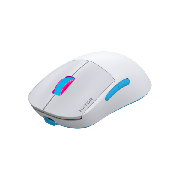 Mouse wireless hator quasar 2 pro, conectivitate 2.4ghz, bluetooth si usb, polling rate pana la 1000hz, senzor pixart 3395, rezolutie maxima 26000 dpi, capacitate baterie 600 mah, durata de viata baterie in modul wireless pana la 100 ore, timp incarcare 2