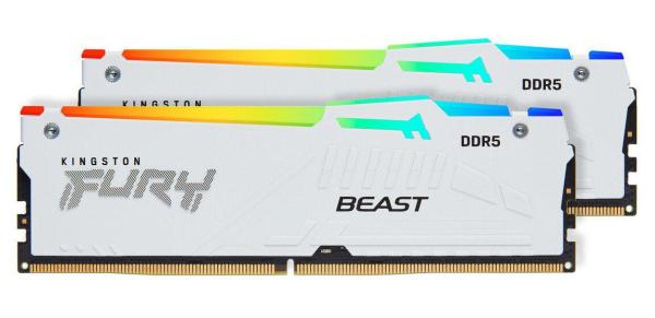 Memorie kingston 64gb ddr5 6000mhz cl30 dual channel kit fury beast rgb white