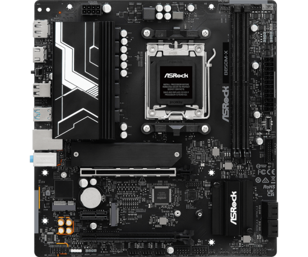Placa de baza asrock b850m-x am5, 2x ddr5, 1x hdmi 1x dp, 2x pcie 4.0 x16 1x pcie 4.0 x1, 3x m.2, 4x sata 6gb/s, matx