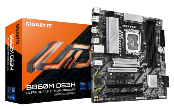 Placa de baza gigabyte b860m ds3h lga1851, 4x ddr5, 1x hdmi 2x dp, 1x pcie 5.0 x16 2x pcie 4.0 x16, 2x m.2, 4x sata 6gb/s, matx