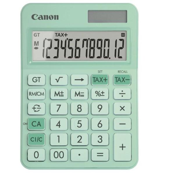 """calculator birou canon ls-125kb-gr, green, 12 digits, 29 keys, dual power, m+, m-,rm/cm, tax+, tax-"""