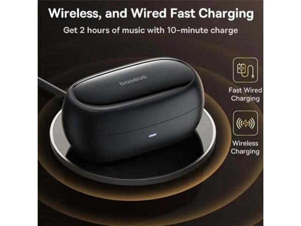 Casti baseus bowie ma20 wireless tws bluetooth 5.3, microfon pe casca, negru