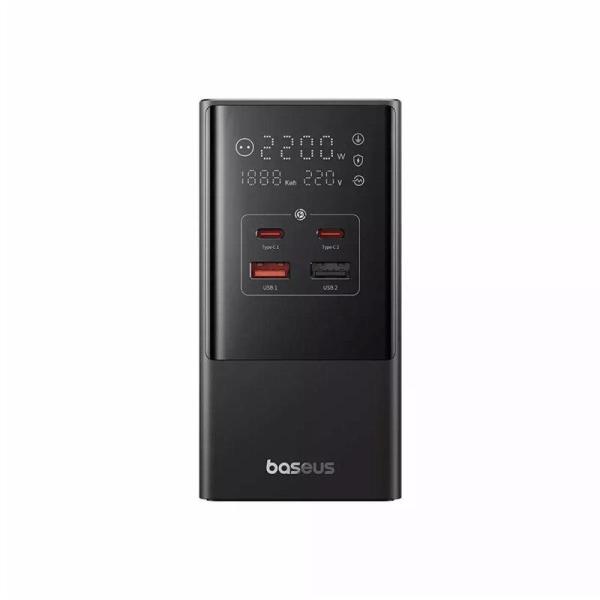 Incarcator retea baseus powercombo tower digital powerstrip, quick charge 35w, 4 porturi iesire, lungime cablu 1.5m, negru