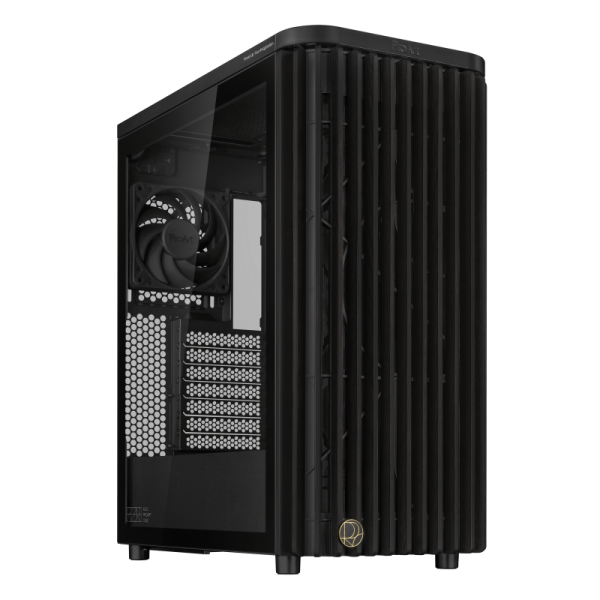Carcasa asus proart pa401 wood edition mid tower argb negru, tempered glass, sloturi expansiune 7, drive bays: 2x3.5" 2x2.5"/3.5", ventilatoare suportate: 5 (spate: 1x120mm, fata: 2x140mm sau 2x160mm, sus: 2x120mm sau 2x140mm), ventilatoare incluse: 2 (fa