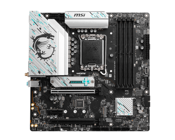 Placa de baza msi b760m gaming plus wifi lga1700, 4x ddr5, 2x hdmi 2x dp, 2x pcie x16 1x pcie x1, 2x m.2, 4x sata 6gb/s, matx