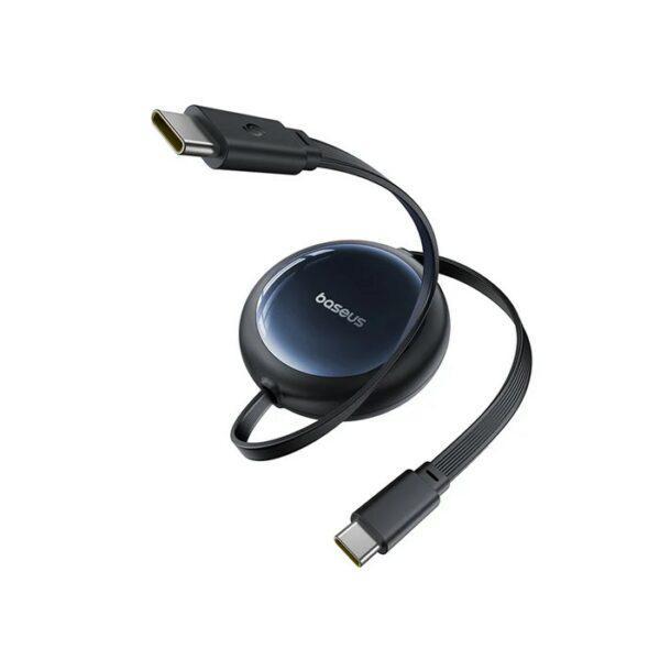 Cablu alimentare si date baseus nomos, fast charging data cable pentru smartphone, retractabil, usb type-c la usb type-c 100w, 1.5m, negru