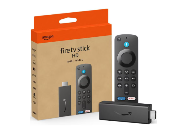 Amazon fire tv stick hd, free and live tv, alexa voice remote, smart home controls, hd streaming (2024) - black