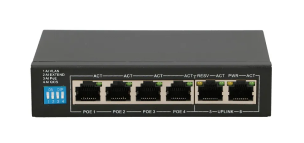 Extralink euros v2  poe switch  4x 100mb/s poe/poe+ 2x rj45 uplink 100mb/s 60w
