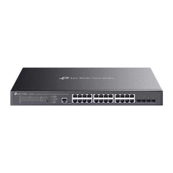 Switch tp-link 24 porturi, 24x rj452x 10g, sfp+ (uplink), viteza lan 10/100/1000 mbps, buget poe 500 w, layer 2+, 16 porturi poe+, 8 porturi poe++