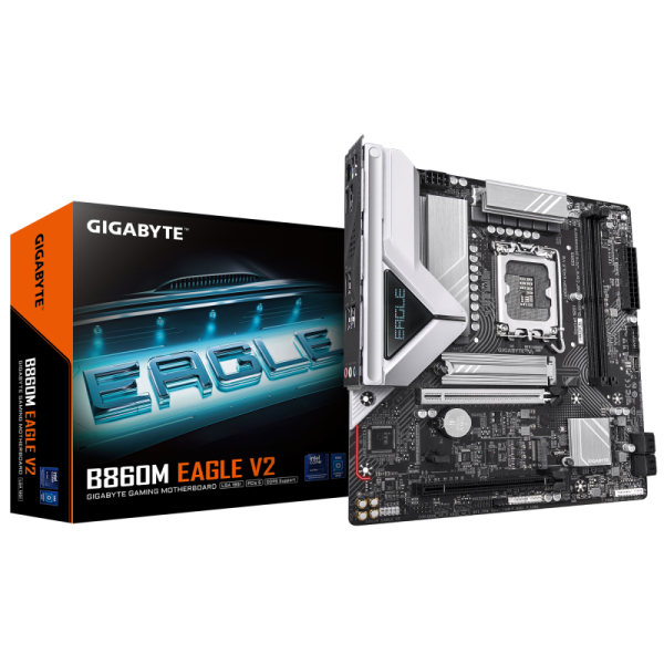Placa de baza gigabyte b860m eagle v2 lga1851, 2x ddr5, 1x hdmi 1x dp, 1x pcie 5.0 x16 1x pcie 4.0 x16, 2x m.2, 4x sata 6gb/s, matx