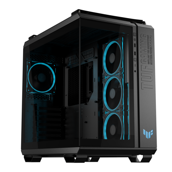 Carcasa asus tuf gaming gt502 horizon mid tower argb negru, tempered glass, sloturi expansiune 8+ 3 aditional verticale, drive bays: 2x3.5" 2x2.5", ventilatoare suportate: 4 (spate: 1x120mm, sus: 3x120mm sau 2x140mm), format placa de baza suportat: mini-i