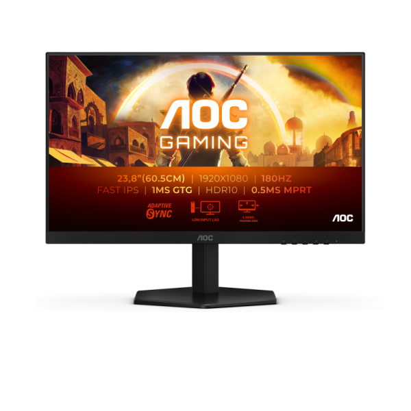Monitor aoc 24" 24g42e, diagonal (inch): 24, diagonal (cm): 60.96, aspect ratio: 16:9, panel: ips, resolution: 1920x1080, refresh rate: 180hz, response time gtg: 1ms, response time mprt: 0.5ms, brightness (max): 300 cd/m², contrast (static) : 1000:1, cont