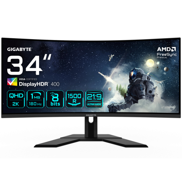 Gigabyte g34wqcp gaming monitor diagonala 34", 797.22 x 333.72 mm, non-glare type, rezolutie: 3440 x 1440, luminozitate: 350 cd/m2, contrast: 4000:1, unghi vizualizare: 178°(h)/178°(v), timp raspuns: 1ms gtg, refresh rate: 180hz, flicker-free, interfata: 