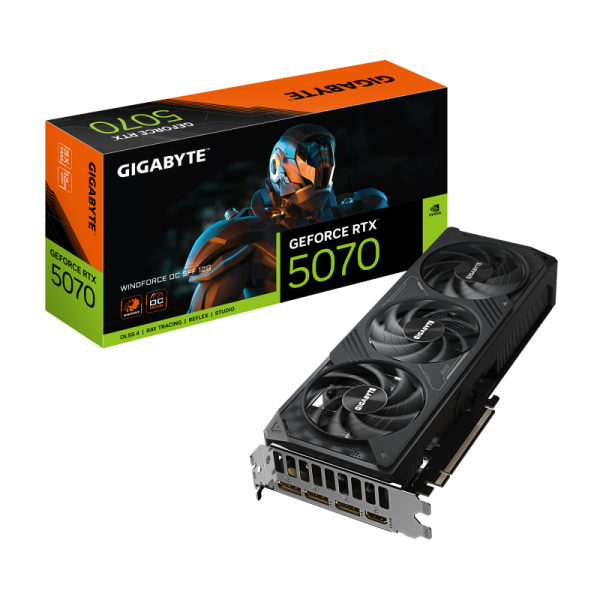 Placa video gigabyte geforce rtx 5070 windforce oc sff 12gb gddr7 192 bit, pcie 5.0, 3x dp 1x hdmi