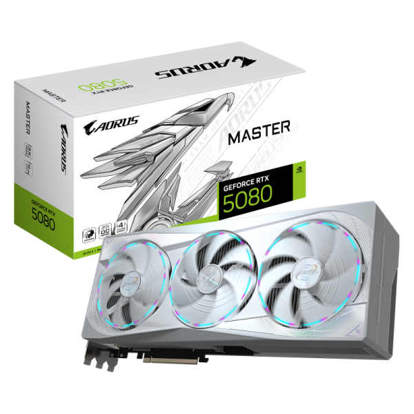 Placa video gigabyte aorus geforce rtx 5080 master ice 16gb gddr7 256 bit, pcie 5.0, 3x dp 1x hdmi