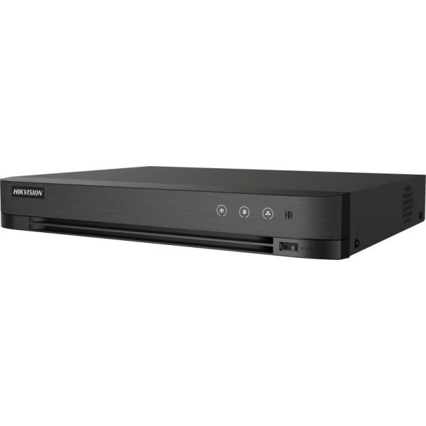 Dvr hikvision acusense 4 canale 5mp ids-7204huhi-m1/x/4a+4/1alm, h.265 pro+/h.265 pro/h.265/h.264+/h.264 video compression, bnc interface (1.0 vp-p, 75 Ω), supporting coaxitron connection, up  to 8-ch ip camera inputs(up to 8mp), pana la 4k/8mp @ 8fps(1-c