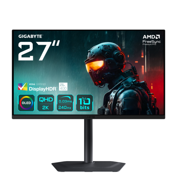 Gigabyte mo27q2 gaming monitor diagonala 27", 590.42 x 333.72 mm, oled, anti-reflection, rezolutie: 2560 x 1440 (qhd), luminozitate: 250 cd/m2, contrast: 1.5m:1, unghi vizualizare: 178°(h)/178°(v), timp raspuns: 0.03ms gtg, refresh rate: 240hz, flicker-fr