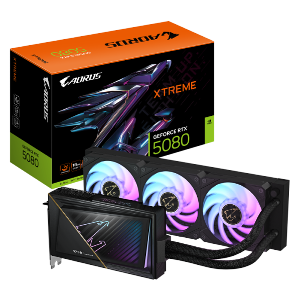 Placa video gigabyte aorus geforce rtx 5080 xtreme waterforce 16gb gddr7 256 bit, 3x dp 1x hdmi