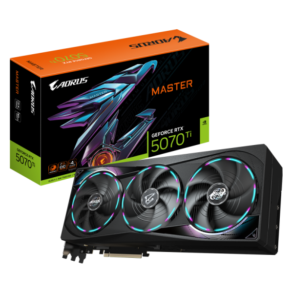 Placa video gigabyte aorus geforce rtx 5070 ti master 16gb gddr7 256 bit, pcie 5.0, 3x dp 1x hdmi