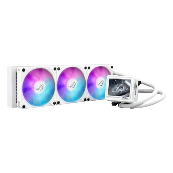 Cooler procesor asus rog ryujin iii 360 argb extreme alb, marime radiator 399.5mm, 3 ventilatoare argb, viteza ventilatoare 2800 rpm +/- 10%, viteza pompa: 5100 +/- 10%, suport amd: am4, am5, suport intel: lga 115x/1200/1700/1851, airflow: 89.73 cfm, nive