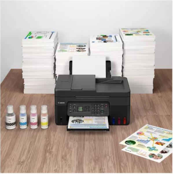 "multifunctional inkjet color ciss canon pixma g4470 , dimensiune a4(printare, copiere, scanare, fax), viteza imprimare 11ipm alb-negru, 6ipm color,rezolutie printare 4800x1200 dpi, imprimare fara margini, alimentarehartie 100 coli, adf 35 coli, scanner c