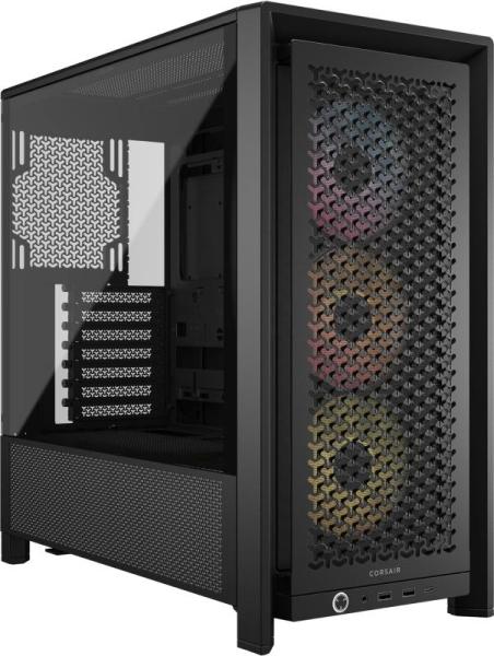 Carcasa corsair frame 4000d rs modular mid tower argb negru, tempered glass, sloturi expansiune 7 orizontale sau 3 verticale, drive bays: 2x3.5" 4x2.5", ventilatoare suportate: 12 (spate: 1x120mm sau 1x140mm, fata: 3x120mm sau 2x140mm sau 2x200mm, lateral