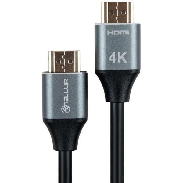 Cablu tellur high speed hdmi 2.0 4k, viteza 18gbps, plug-plug, tata- tata, lungime cablu 1.5m, negru