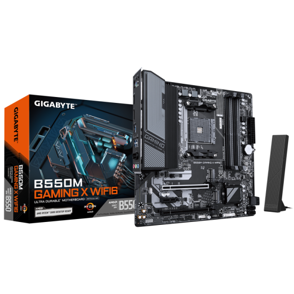 Placa de baza gigabyte b550m gaming x wifi6 am4, 4x ddr4, 1x dp 1x hdmi, 1x pcie 4.0 x16 1x pcie 3.0 x16 1x pcie 3.0 x1, 2x m.2, 4x sata 6gb/s, matx