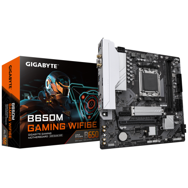 Placa de baza gigabyte b650m gaming wifi6e am5, 2x ddr5, 1x d-sub 1x hdmi, 1x pcie 4.0 x16 1x pcie 3.0 x1, 1x m.2, 4x sata 6gb/s, matx