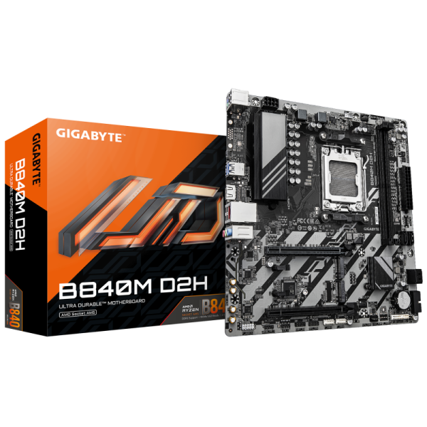 Placa de baza gigabyte b840m d2h am5, 2x ddr5, 1x hdmi, 1x pcie 4.0 x16 1x pcie 3.0 x16, 2x m.2, 4x sata 6gb/s, matx