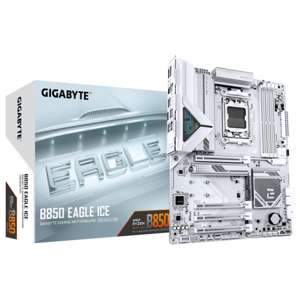 Placa de baza gigabyte b850 eagle ice am5, 4x ddr5, 1x dp 1x hdmi, 1x pcie 5.0 x16 1x pcie 4.0 x16 2x pcie 3.0 x16, 3x m.2, 4x sata 6gb/s, atx