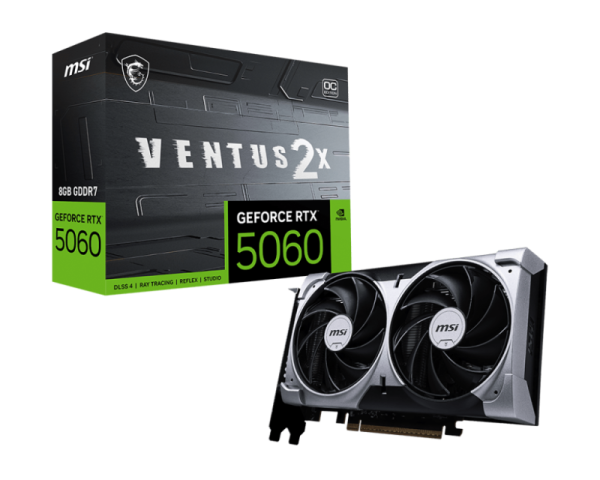 Placa video msi geforce rtx 5060 ventus 2x oc 8gb gddr7 128 bit, pcie 5.0, 3x dp 1x hdmi