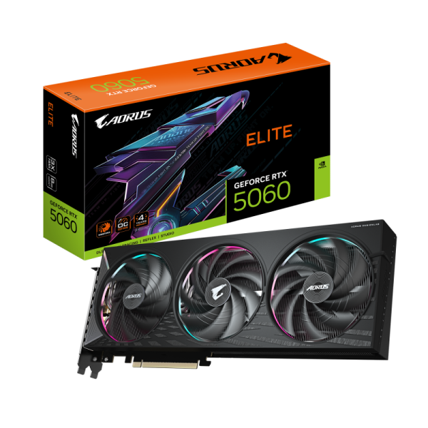 Placa video gigabyte aorus geforce rtx 5060 elite 8gb gddr7 128 bit, pcie 5.0, 3x dp 1x hdmi