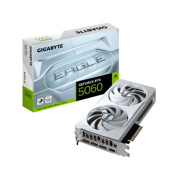 Placa video gigabyte geforce rtx 5060 eagle oc ice 8gb gddr7 128 bit, pcie 5.0, 3x dp 1x hdmi
