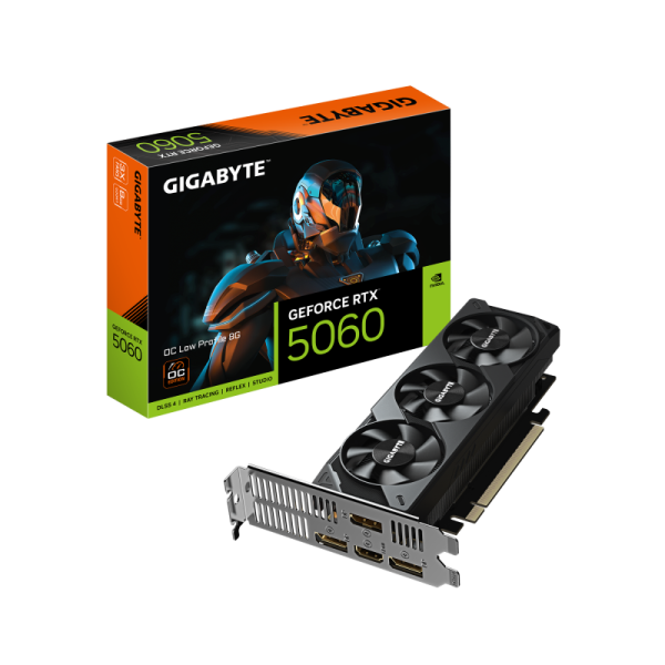 Placa video gigabyte geforce rtx 5060 oc low profile 8gb gddr7 128 bit, pcie 5.0, 2x dp 2.1b 1x dp 1.4a 1x hdmi