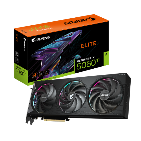 Placa video gigabyte aorus geforce rtx 5060 ti elite 16gb gddr7 128 bit, pcie 5.0, 3x dp 1x hdmi