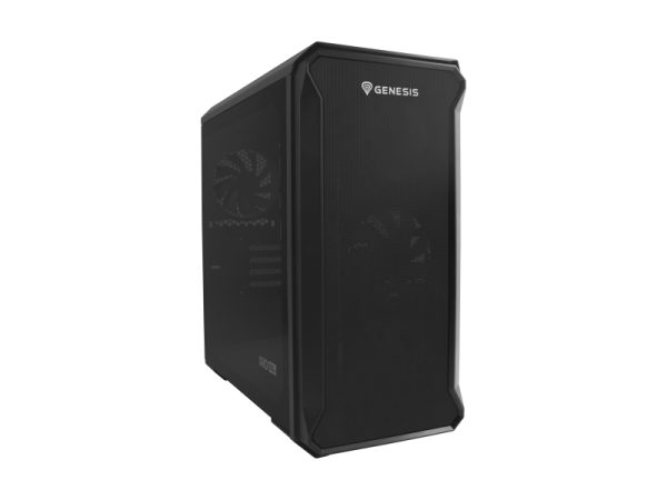 Carcasa genesis irid 503 v2 mini tower negru, tempered glass, sloturi expansiune 4, drive bays: 2x3.5" 3x2.5", ventilatoare suportate: 6 (spate: 1x120mm, fata: 3x120mm sau 2x140mm, sus: 2x120mm sau 2x140mm), ventilatoare incluse: 2 (2x120mm), format placa