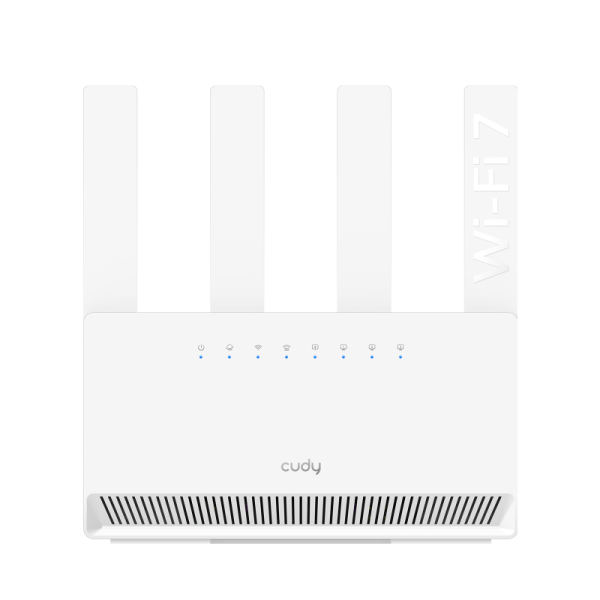 Cudy be3600 gigabit dual band wi-fi 7 router, chipset broadcom, 802.11be/ax/ac/a/b/g/n, 2882mbps at 5ghz + 688mbps at 2.4ghz, 4 x 10/100/1000mbps ports, 4 x 5dbi fixed antennas, wifi router/ap/ repeater/wisp mode, pptp/l2tp/openvpn/wireguard, mlo, mu-mimo