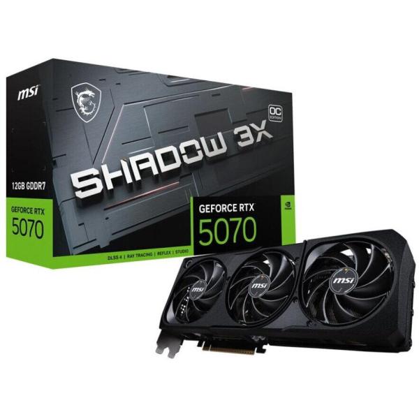 Placa video msi geforce rtx 5070 shadow 3x oc 12g gddr7 192 bit, pcie 5.0, 3x dp 1x hdmi