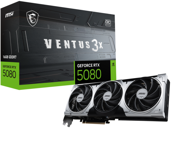 Placa video msi geforce rtx 5080 ventus 3x oc plus 16gb gddr7 256 bit, pcie 5.0, 3x dp 1x hdmi