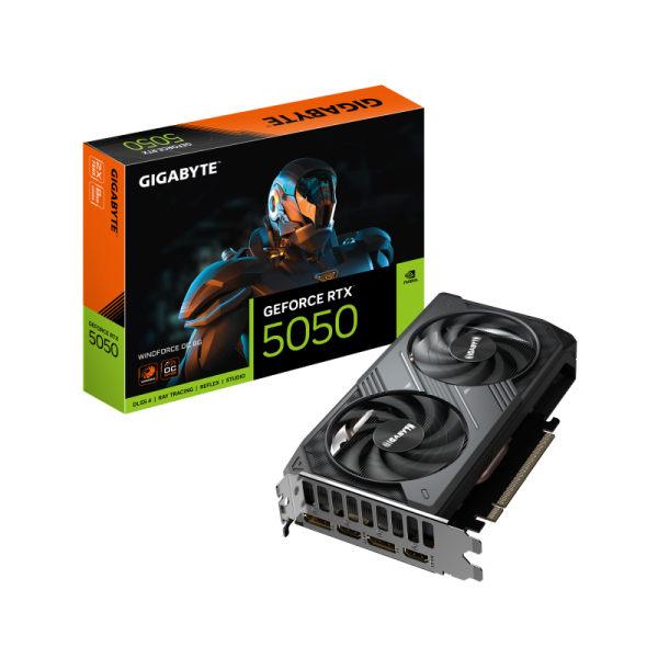 Placa video gigabyte geforce rtx 5050 windforce oc 8gb gddr6 128 bit, pcie 5.0, 2x dp 2x hdmi