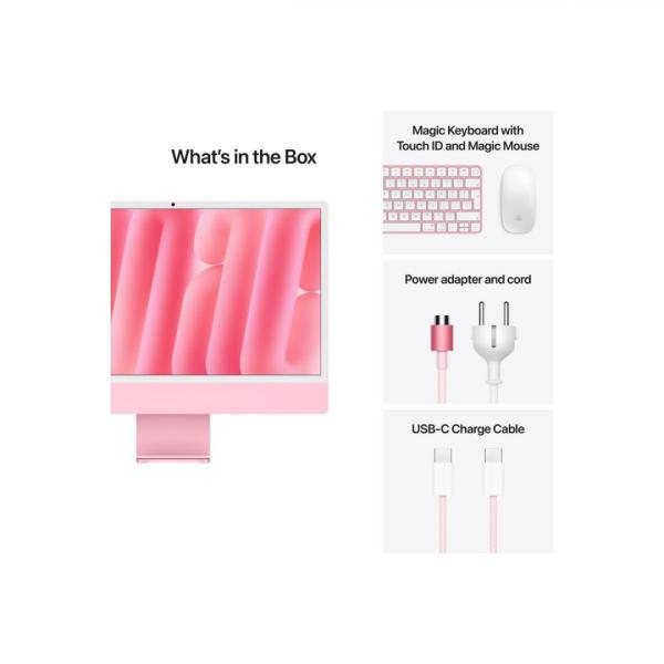 Apple imac 24" retina 4.5k/ apple m4 (cpu 10-core, gpu 10-core, neural engine 16-core)/24gb/512gb - pink - int kb (2024)